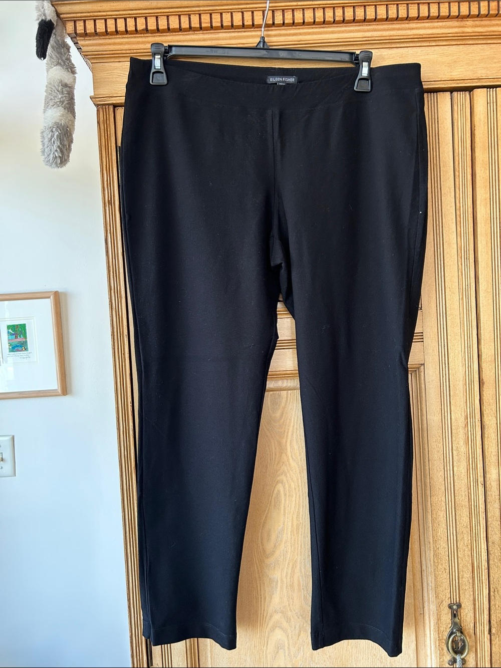 Eileen Fisher Black Stretch Pull-On Pants Large